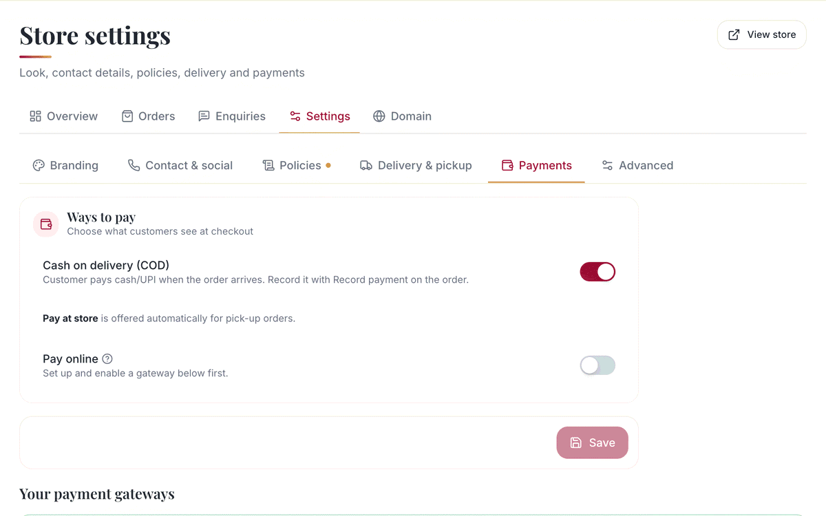 Your own payment gateway: screenshot