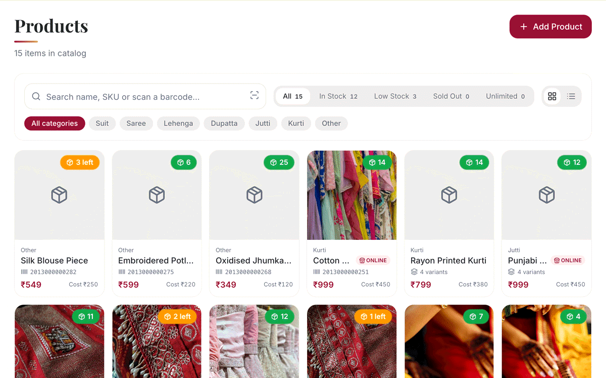 Choose what goes online: screenshot