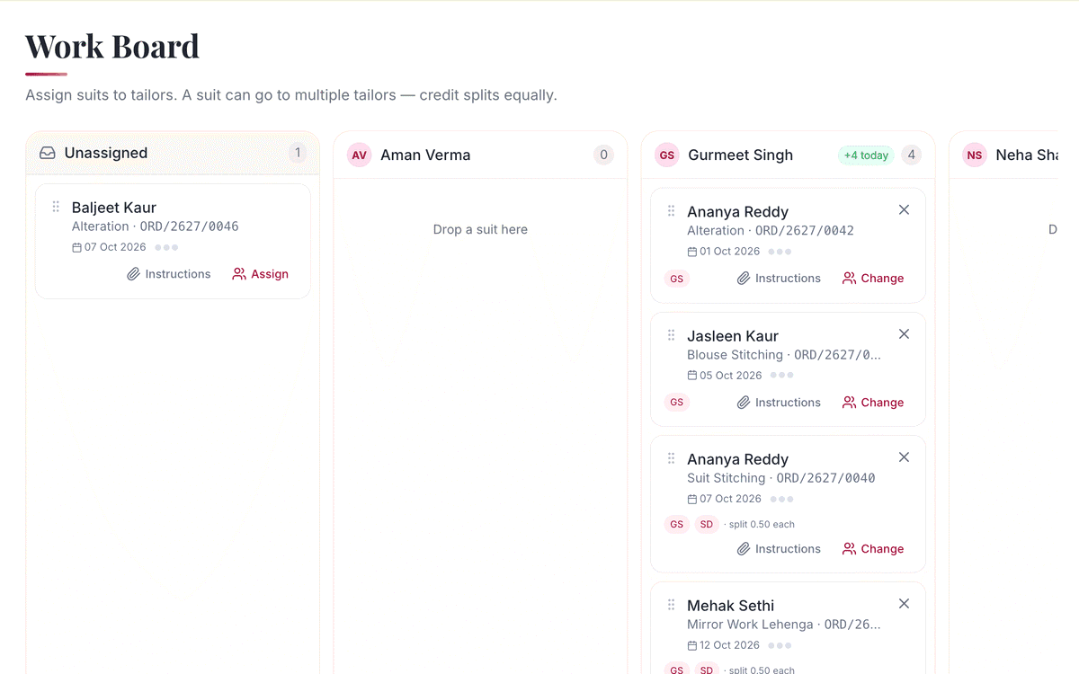 Work board: screenshot